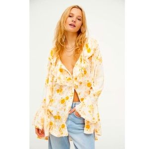Free People | Loretta Printed Oversized Tunic in Tea Combo Orange and White